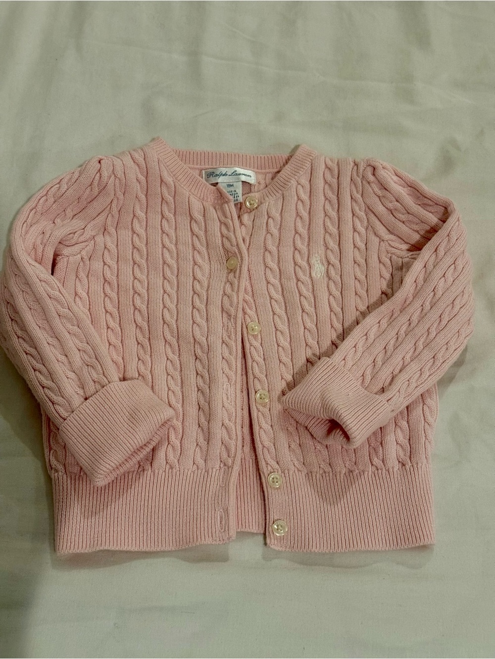 Ralph Lauren Pastel Pink Cable-Knit toddler Cardigan 18 months